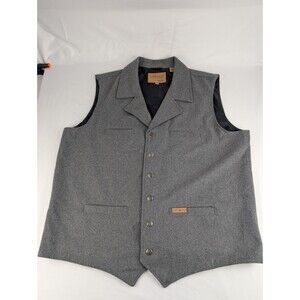 Men's XXL Powder River Outfitters Vest Gray Snap Buttons Panhandle Cowboy